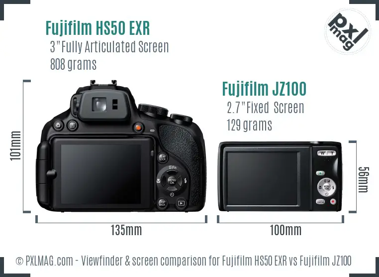 Fujifilm HS50 EXR vs Fujifilm JZ100 Screen and Viewfinder comparison