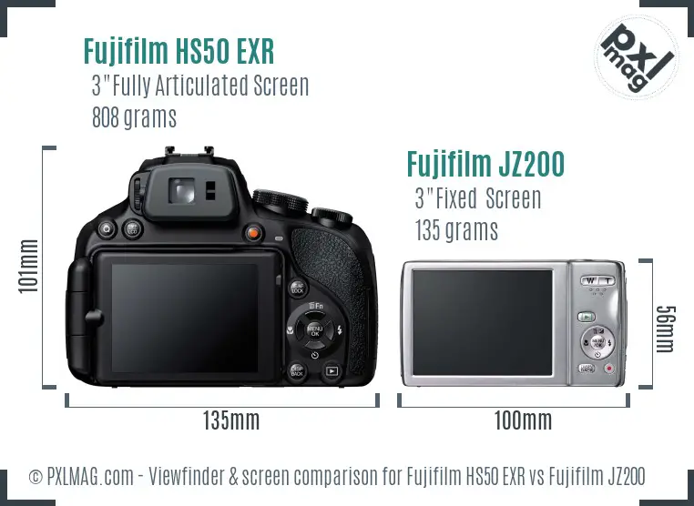 Fujifilm HS50 EXR vs Fujifilm JZ200 Screen and Viewfinder comparison
