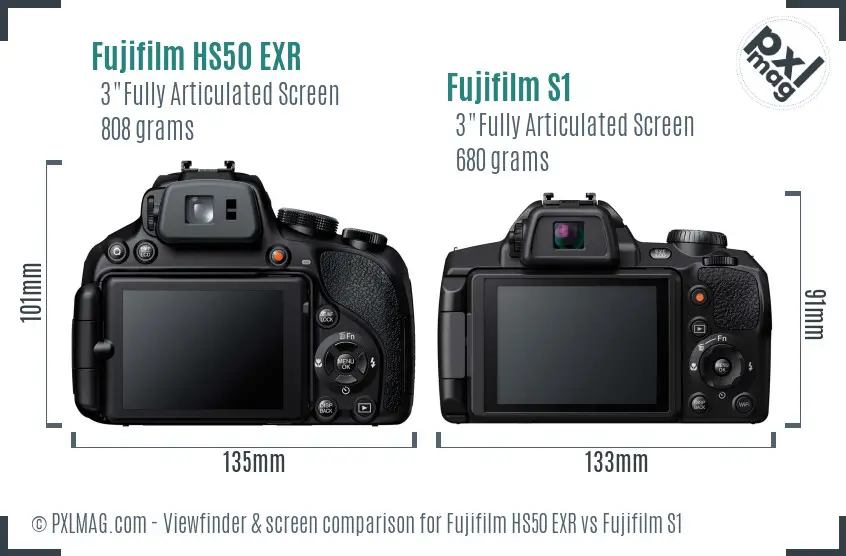 Fujifilm HS50 EXR vs Fujifilm S1 Screen and Viewfinder comparison