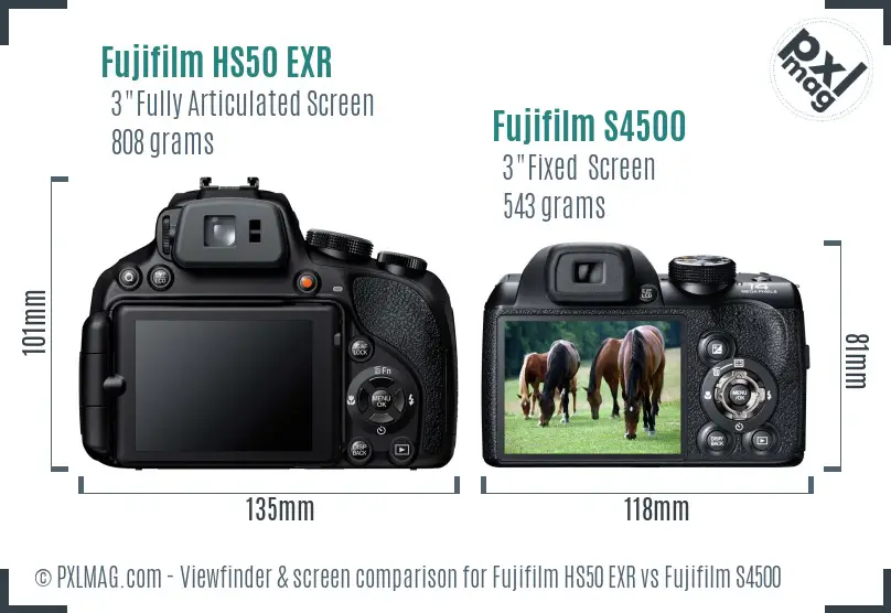 Fujifilm HS50 EXR vs Fujifilm S4500 Screen and Viewfinder comparison