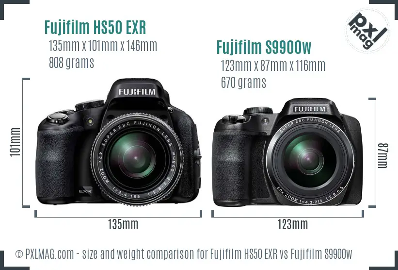 Fujifilm HS50 EXR vs Fujifilm S9900w size comparison