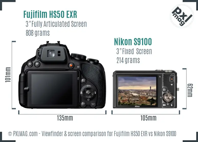 Fujifilm HS50 EXR vs Nikon S9100 Screen and Viewfinder comparison Fujifilm HS50 EXR vs Nikon S9100 Screen and Viewfinder comparison