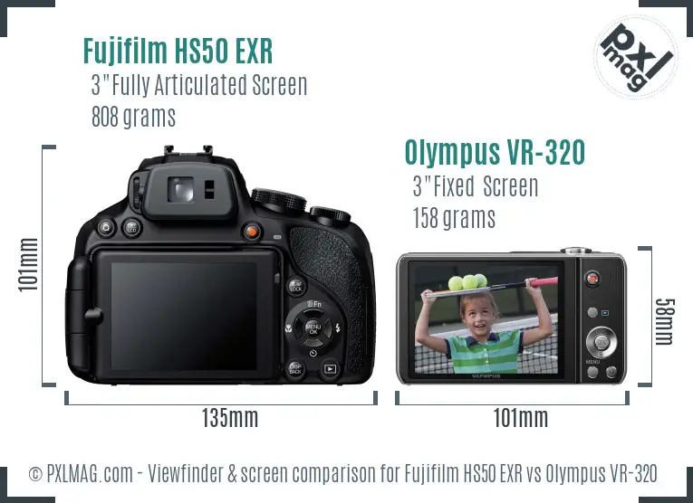 Fujifilm HS50 EXR vs Olympus VR-320 Screen and Viewfinder comparison Fujifilm HS50 EXR vs Olympus VR-320 Screen and Viewfinder comparison