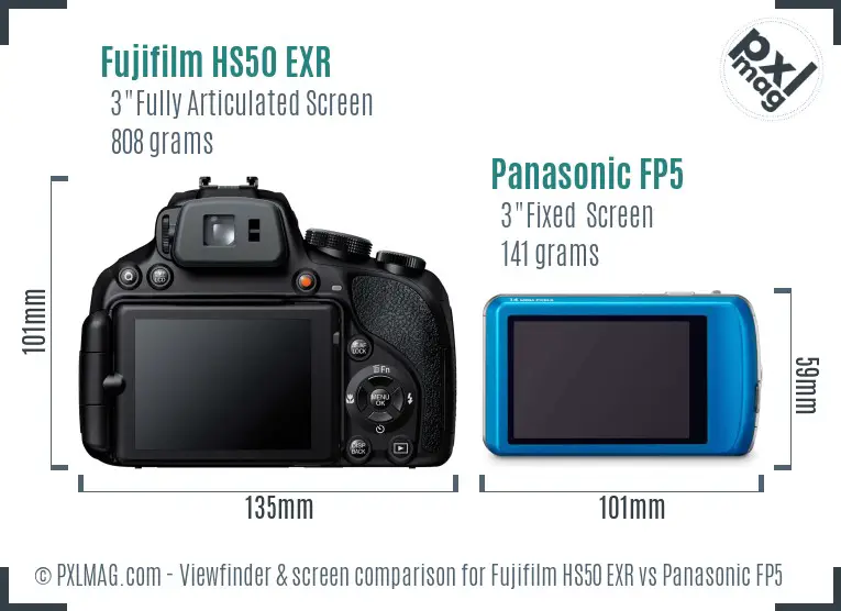 Fujifilm HS50 EXR vs Panasonic FP5 Screen and Viewfinder comparison