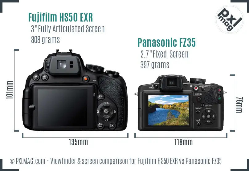 Fujifilm HS50 EXR vs Panasonic FZ35 Screen and Viewfinder comparison