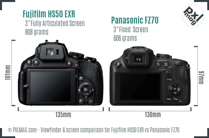 Fujifilm HS50 EXR vs Panasonic FZ70 Screen and Viewfinder comparison