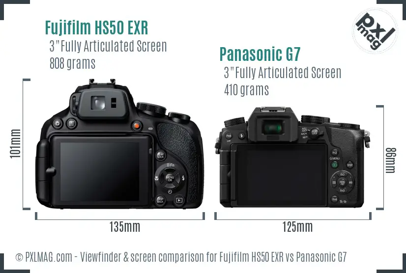 Fujifilm HS50 EXR vs Panasonic G7 Screen and Viewfinder comparison