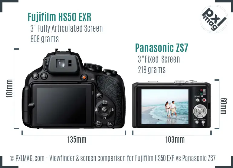 Fujifilm HS50 EXR vs Panasonic ZS7 Screen and Viewfinder comparison