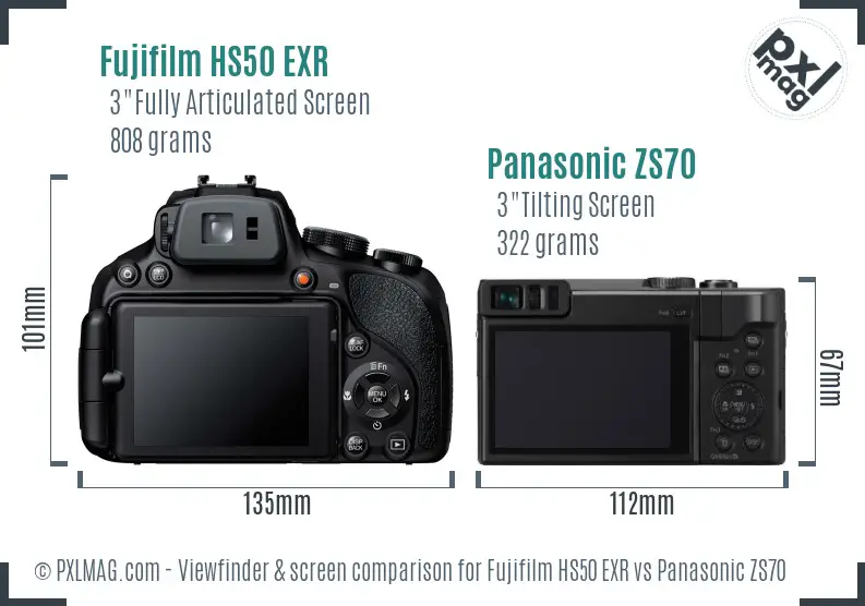 Fujifilm HS50 EXR vs Panasonic ZS70 Screen and Viewfinder comparison