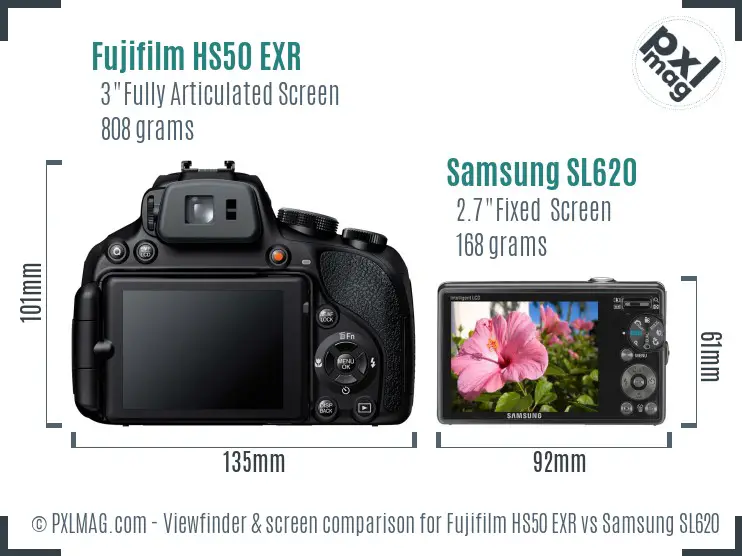 Fujifilm HS50 EXR vs Samsung SL620 Screen and Viewfinder comparison Fujifilm HS50 EXR vs Samsung SL620 Screen and Viewfinder comparison