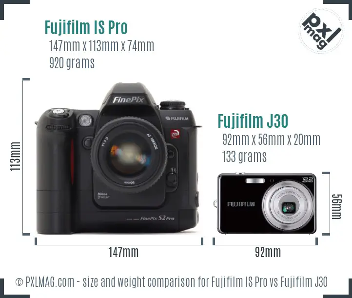 Fujifilm IS Pro vs Fujifilm J30 size comparison