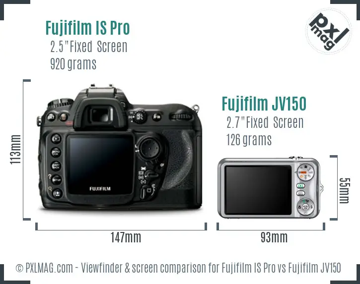 Fujifilm IS Pro vs Fujifilm JV150 Screen and Viewfinder comparison Fujifilm IS Pro vs Fujifilm JV150 Screen and Viewfinder comparison