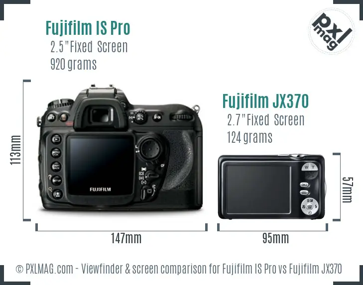 Fujifilm IS Pro vs Fujifilm JX370 Screen and Viewfinder comparison