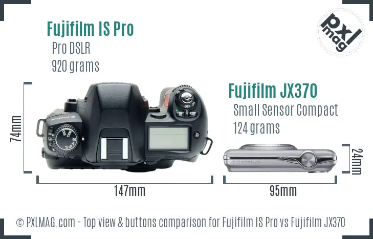 Fujifilm IS Pro vs Fujifilm JX370 top view buttons comparison