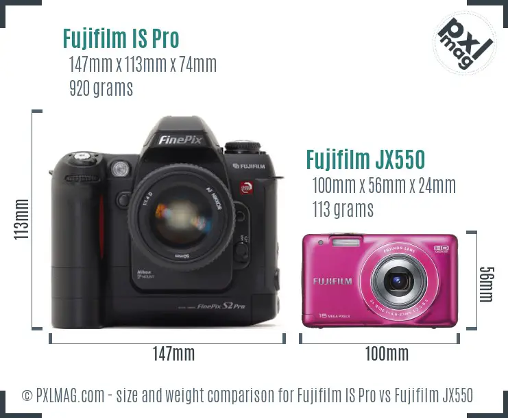 Fujifilm IS Pro vs Fujifilm JX550 size comparison