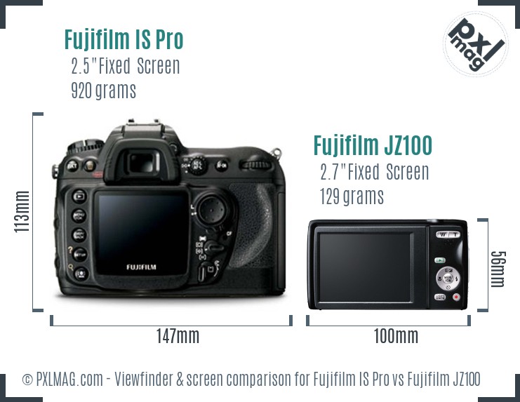 Fujifilm IS Pro vs Fujifilm JZ100 Screen and Viewfinder comparison