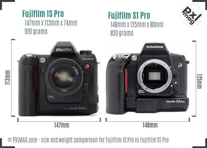 Fujifilm IS Pro vs Fujifilm S1 Pro size comparison
