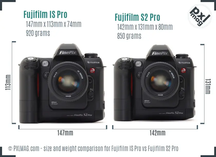 Fujifilm IS Pro vs Fujifilm S2 Pro size comparison