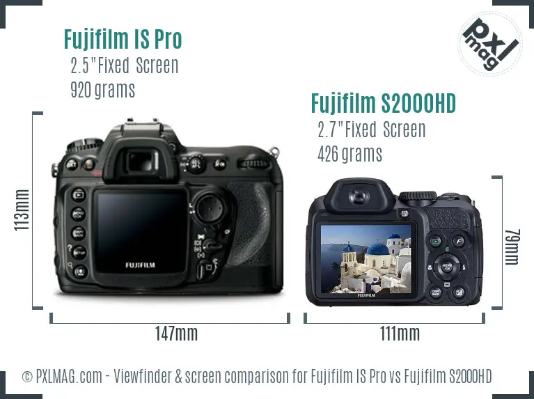 Fujifilm IS Pro vs Fujifilm S2000HD Screen and Viewfinder comparison Fujifilm IS Pro vs Fujifilm S2000HD Screen and Viewfinder comparison