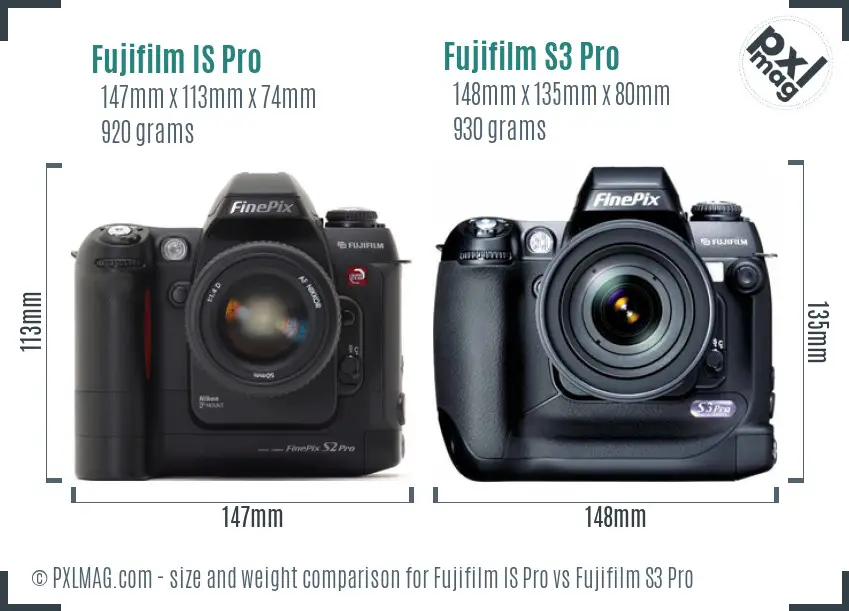 Fujifilm IS Pro vs Fujifilm S3 Pro size comparison