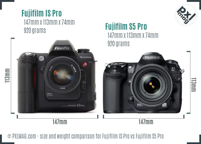 Fujifilm IS Pro vs Fujifilm S5 Pro size comparison