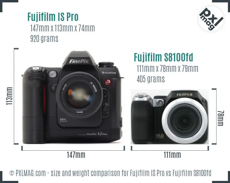 Fujifilm IS Pro vs Fujifilm S8100fd size comparison