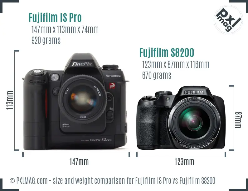 Fujifilm IS Pro vs Fujifilm S8200 size comparison