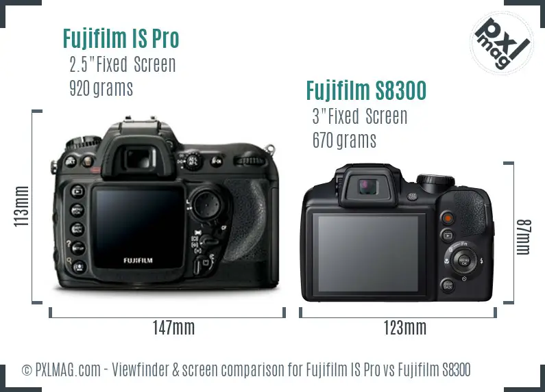 Fujifilm IS Pro vs Fujifilm S8300 Screen and Viewfinder comparison