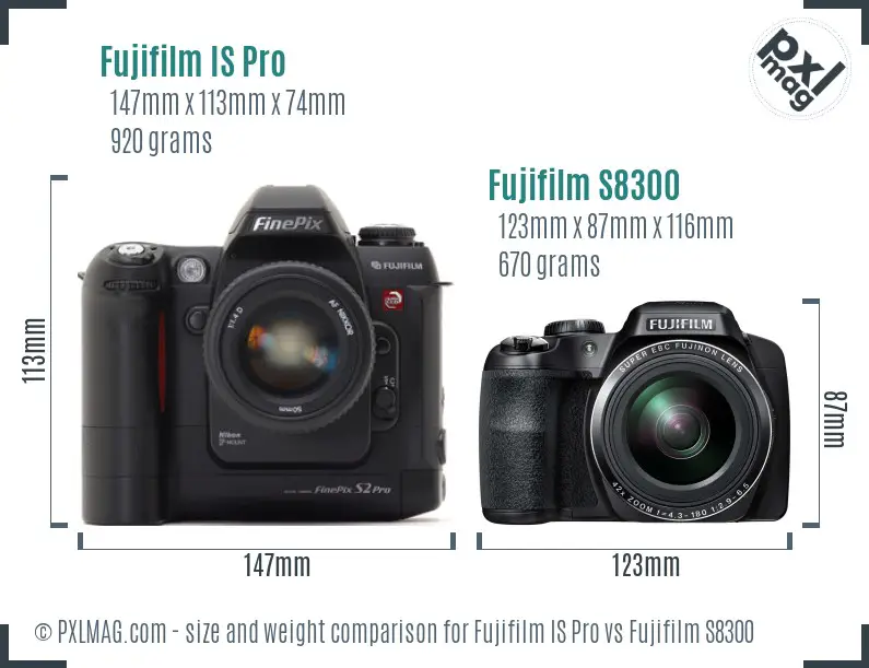 Fujifilm IS Pro vs Fujifilm S8300 size comparison