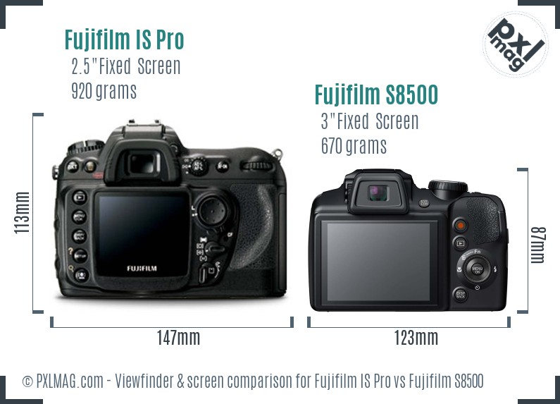 Fujifilm IS Pro vs Fujifilm S8500 Screen and Viewfinder comparison