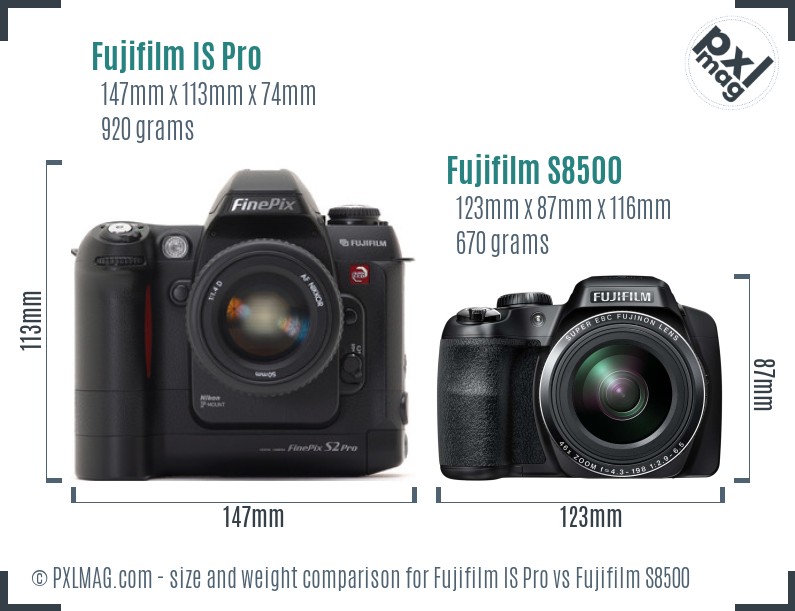 Fujifilm IS Pro vs Fujifilm S8500 size comparison
