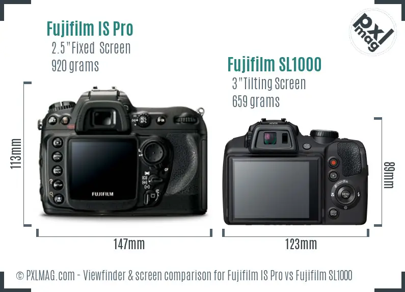 Fujifilm IS Pro vs Fujifilm SL1000 Screen and Viewfinder comparison