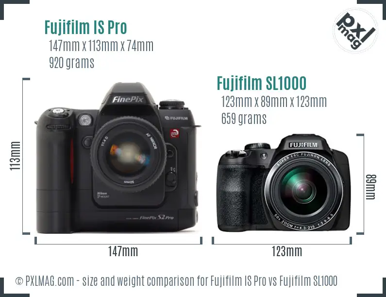Fujifilm IS Pro vs Fujifilm SL1000 size comparison