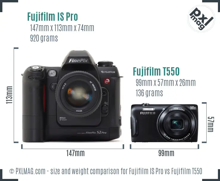 Fujifilm IS Pro vs Fujifilm T550 size comparison