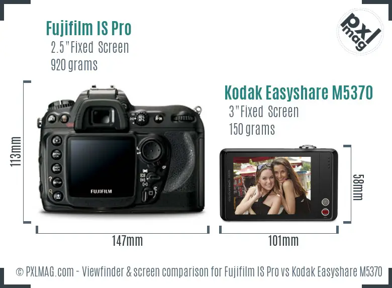 Fujifilm IS Pro vs Kodak Easyshare M5370 Screen and Viewfinder comparison