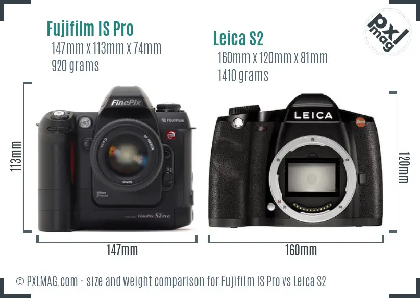 Fujifilm IS Pro vs Leica S2 size comparison