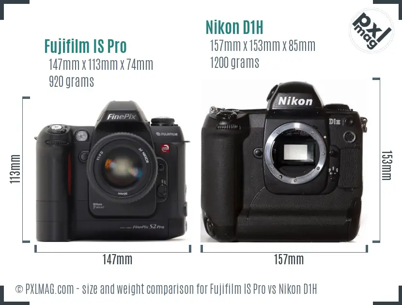 Fujifilm IS Pro vs Nikon D1H size comparison