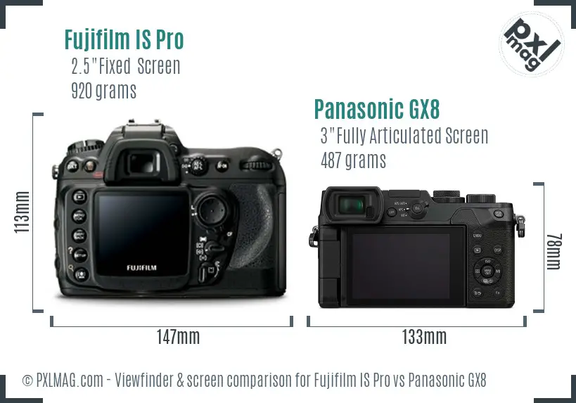 Fujifilm IS Pro vs Panasonic GX8 Screen and Viewfinder comparison