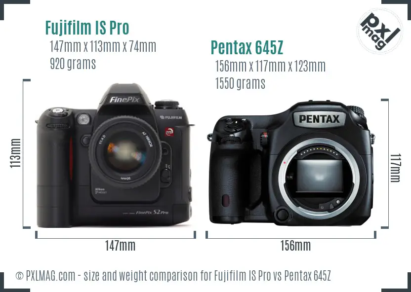 Fujifilm IS Pro vs Pentax 645Z size comparison