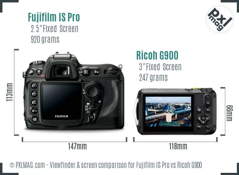 Fujifilm IS Pro vs Ricoh G900 Screen and Viewfinder comparison