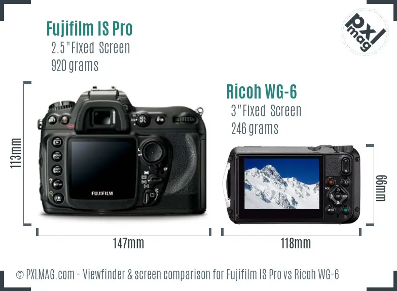 Fujifilm IS Pro vs Ricoh WG-6 Screen and Viewfinder comparison