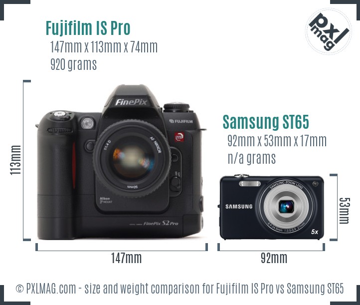 Fujifilm IS Pro vs Samsung ST65 size comparison