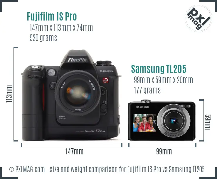 Fujifilm IS Pro vs Samsung TL205 size comparison Fujifilm IS Pro vs Samsung TL205 size comparison