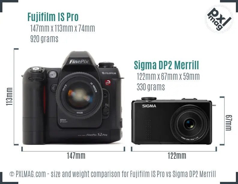 Fujifilm IS Pro vs Sigma DP2 Merrill size comparison