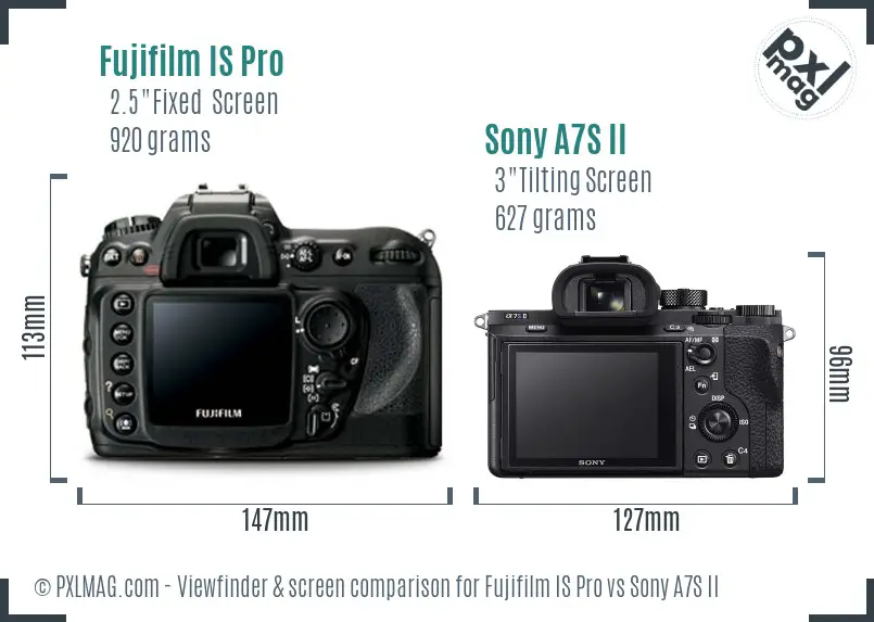 Fujifilm IS Pro vs Sony A7S II Screen and Viewfinder comparison