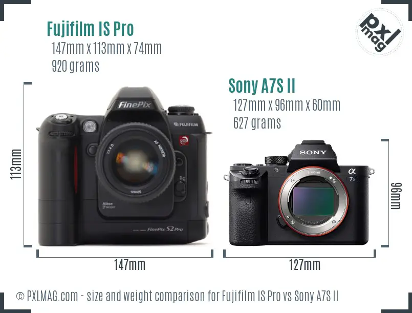 Fujifilm IS Pro vs Sony A7S II size comparison