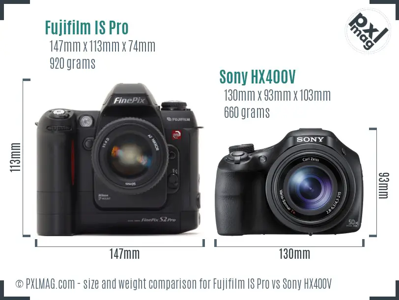 Fujifilm IS Pro vs Sony HX400V size comparison