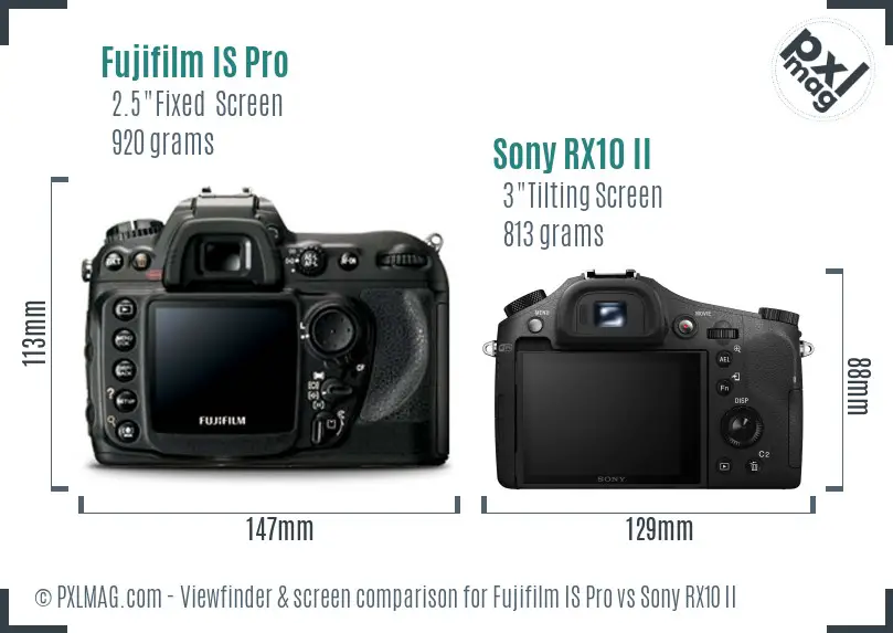 Fujifilm IS Pro vs Sony RX10 II Screen and Viewfinder comparison