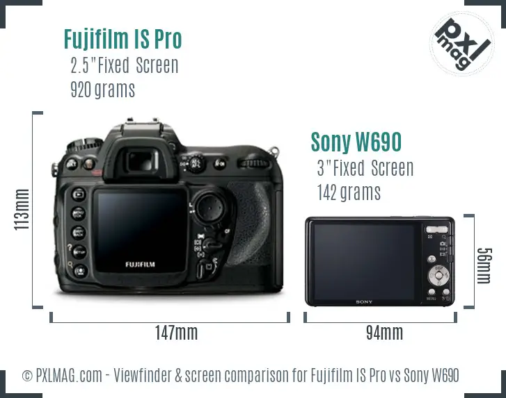 Fujifilm IS Pro vs Sony W690 Screen and Viewfinder comparison