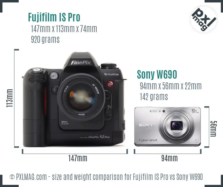 Fujifilm IS Pro vs Sony W690 size comparison